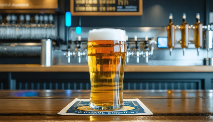 Laptop and business documents on brewery owner's desk showing loan application process