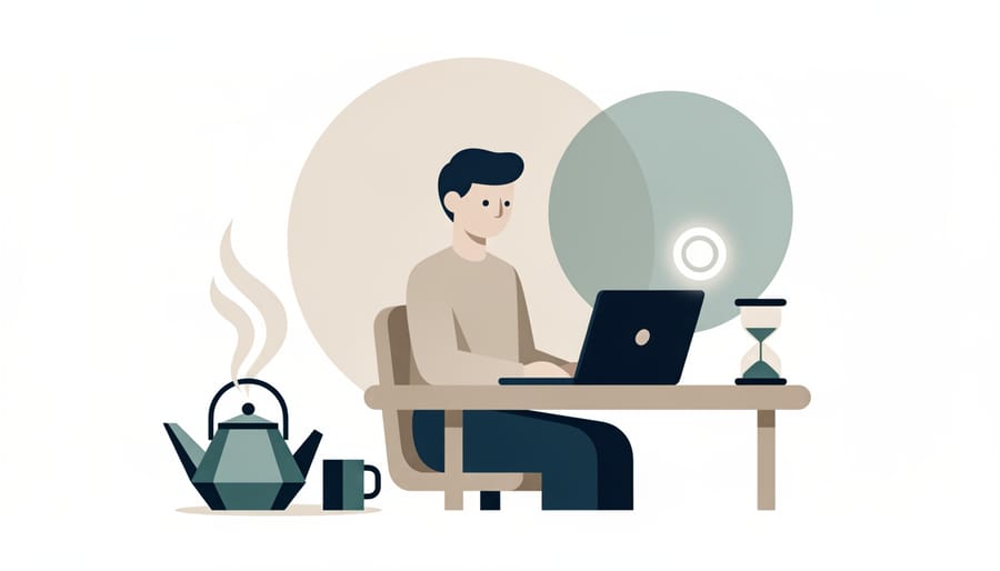 Adult relaxing at home with a craft beer glass and notebook while a laptop is covered to avoid viewing online content